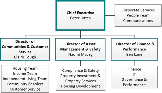 Chart showing the organisations structure
